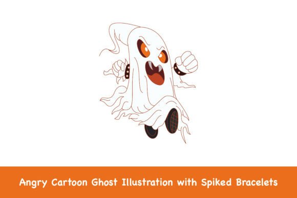 Angry Cartoon Ghost Illustration: Spooky Fun for Crafters & Handmade Sellers