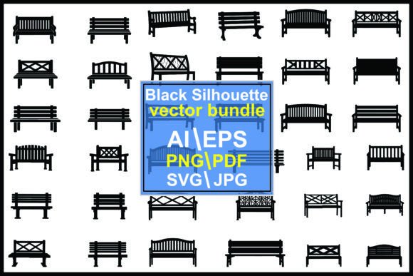 Bench Silhouette Bundles: Stylish Graphics for Outdoor-Themed Illustrations