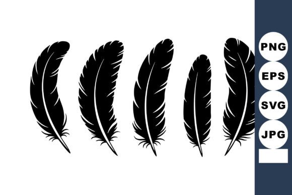 Black Feathers Vector with Detailed Sha: Elegant Graphics for Handmade and Cricut Projects