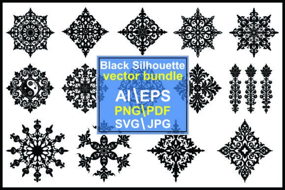 Black Ornamental Filigree Graphics for Crafters & Etsy Sellers