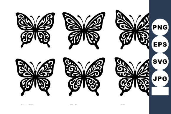 Butterfly Silhouette Vector Set with Six – Elegant Graphics for Lifestyle and Editorial Illustrations