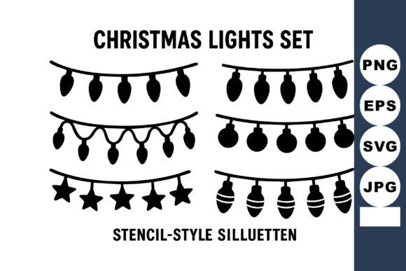 Christmas Lights Set with Star and Ball Graphics for Festive Handmade Crafts