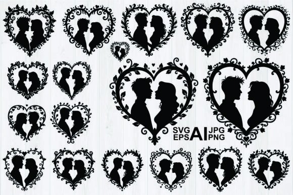 Couple Faces Heart Silhouette Concept – A Timeless Graphic for Romantic Design Themes