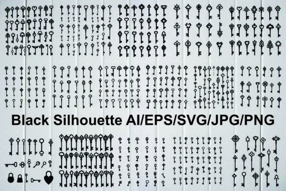 Elegant Key Silhouette Vector Graphics for Brand Illustrations