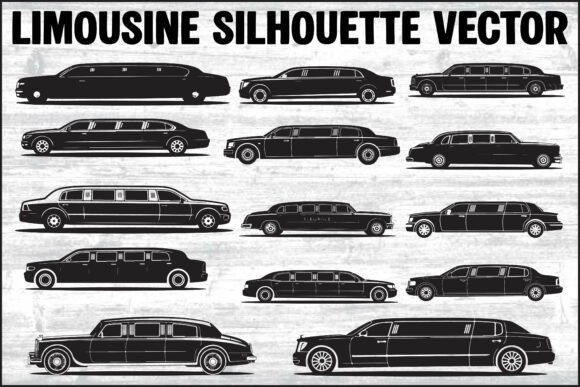 Elegant Limousine Silhouette Graphics & Illustrations for Luxury-Themed Digital Products
