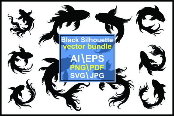 Fish Silhouette Set: Elegant Graphics for Aquatic-Inspired Branding and Illustrations