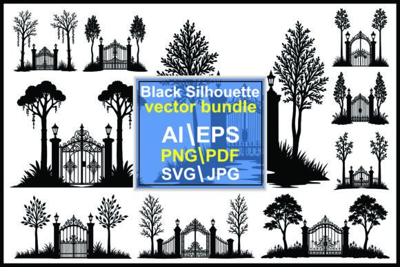 Gate Silhouette Vector Bundle: Elegant Graphics for Cricut, Silhouette & Printable Crafts