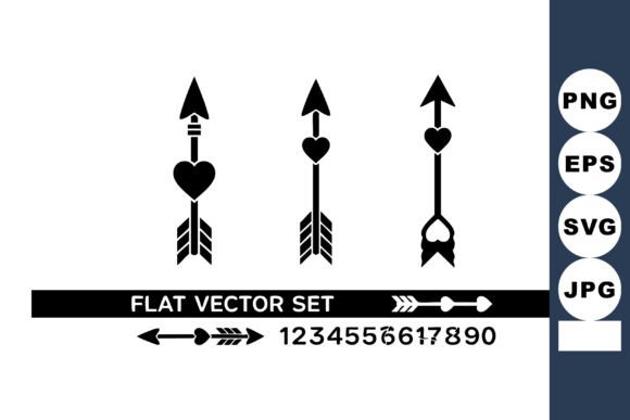 Heart Arrow Silhouette Flat Vector Set W – Sweet & Versatile Graphics for Crafting & Illustrations