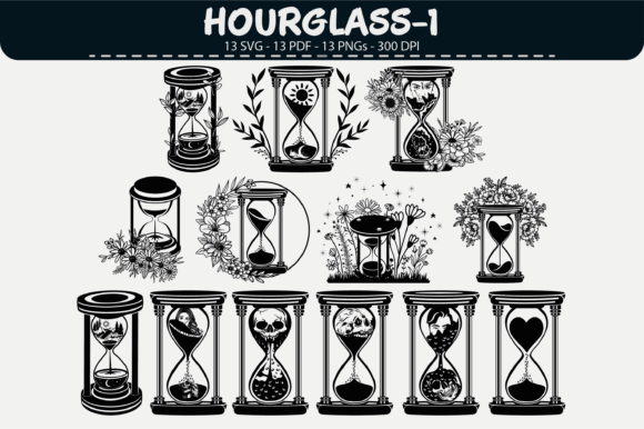 Hourglass Clipart Bundle – 13 Graphics & Illustrations for Real Crafting