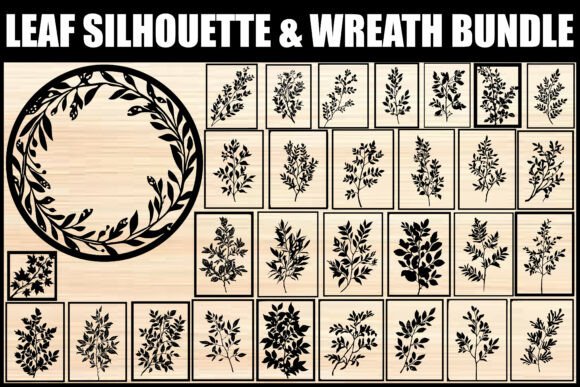 Leaf Silhouette Wreath Bundle – Elegant Graphics for Handmade Crafters
