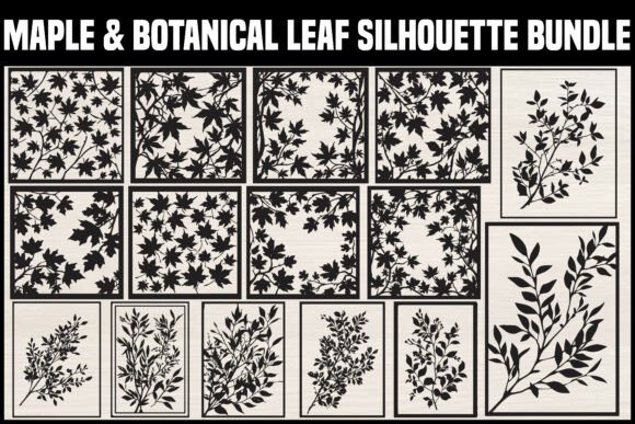 Maple Botanical Leaf Silhouette Set: Elegant Graphics for Blog & Editorial Design