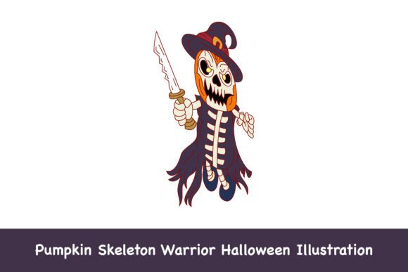 Pumpkin Skeleton Warrior Halloween Graphics for Crafters & Handmade Sellers