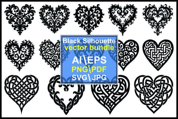 Silhouette Hearts Bundle: Elegant Graphics for Crafters & Etsy Sellers