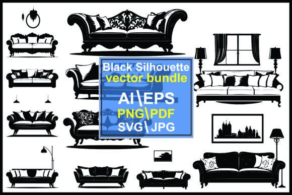 Sofa Silhouettes: Stylish Graphics for Crafting and Handmade Design