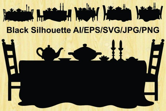 Table with Chairs Silhouette Vector Set: Clean Graphics for Editorial and Web Design
