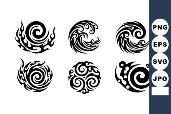 Tribal Swirl Patterns Vector with Black – Graphics & Illustrations for Bold Branding
