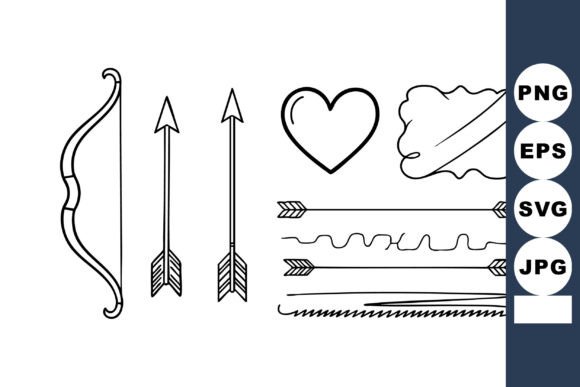 Valentine Love Arrow Bow Heart Doodle Ve: A Cheerful Illustration for Romantic & Craft-Themed Content