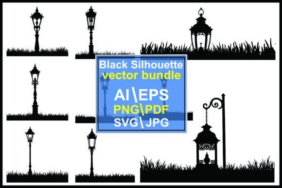 Vintage Charm with Silhouette Vintage Street Lamps Lanterns Graphics