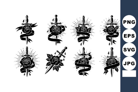 Vintage Sword and Rose Tattoo Graphics: A Brand Designer’s Review for Local Business Use